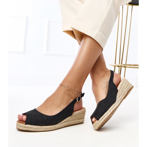 Gemre Black wedge espadrille sandals Nevarez Cene