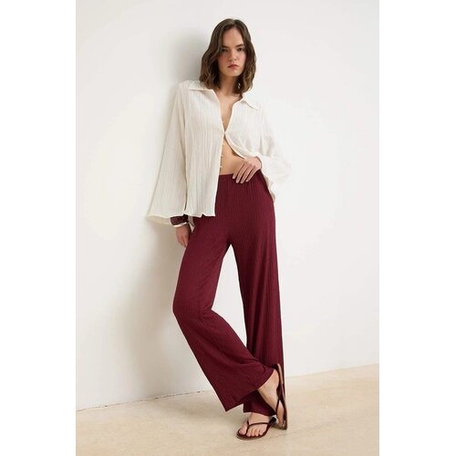 TRENDYOLMILLA ženske pantalone Twoss26Pl00205, Kamen / Bordeaux Cene