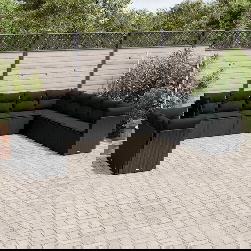 vidaXL 11-dijelni set vrtnih sofa od poliratana s jastucima crni Cijene