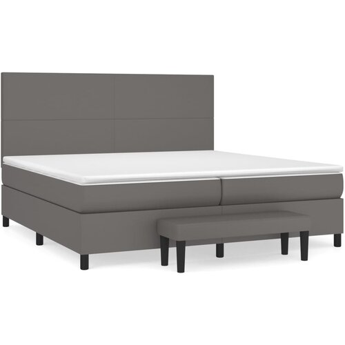 VidaXL Krevet s oprugama i madracem sivi 200x200 cm od umjetne kože Slike