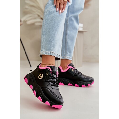 PM1 Warm Women's Sports Shoes Lace-up Platform Black Bialoa Cijene