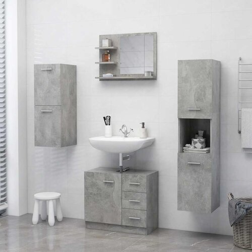  Kupaonsko ogledalo boja betona 60x10,5x45 cm konstruirano drvo Slike