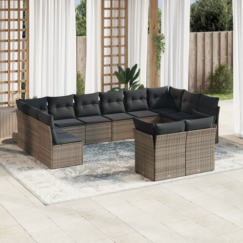  12-dijelni set vrtnih sofa od poliratana s jastucima sivi Cene