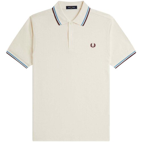 Fred Perry Twin Tipped Polo Shirt Ecru/Court Blue/Oxblood sarena Slike