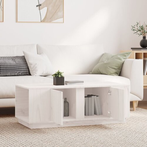  Stolić za kavu bijeli 110x50x40 cm od masivne borovine Slike