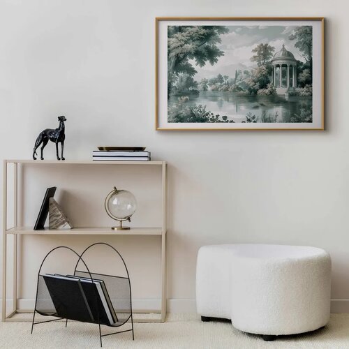 Plakat - Landscape with a Park and Lake in Retro Greens 42x29.7 Zlatni okvir s margom Slike