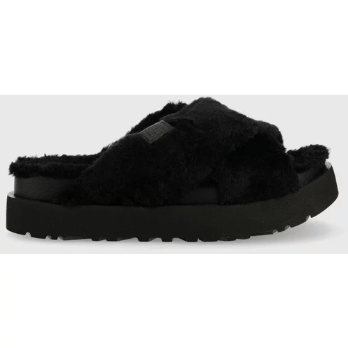 Ugg Kućne papuče W Fuzz Sugar Cross Slide , boja: crna