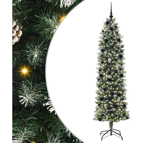 vidaXL Umetno vitko božično drevo med 300 LED Zelena in bela 240 cm, (5000067514) Cene