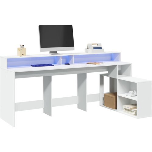  Radni stol LED bijeli 200 x 104 x 91 cm od konstruiranog drva Cijene