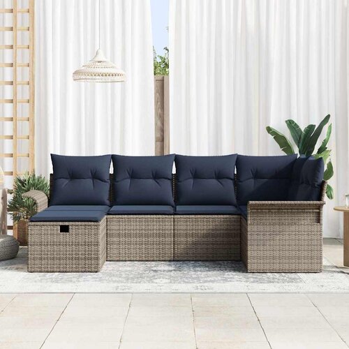  Sjedeća garnitura za vrt 6 kom. Poli ratan Siva 242,5 x 132,5 x 85 cm Slike