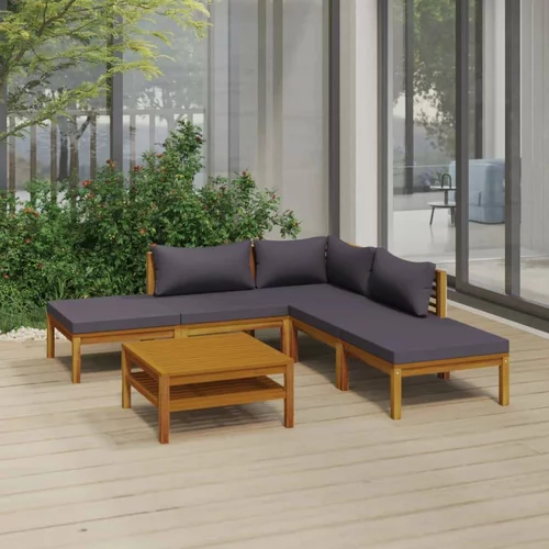  Vrtna sedežna garnitura 6-delna z blazinami trden akacijev les, (20676257)