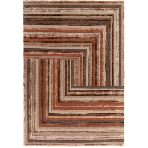 Asiatic Carpets Opečnata volnena preproga 120x170 cm Network Terracotta –