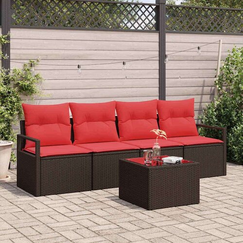  Set sofe 5 pcs Smeđa i crvena poliratan Cijene