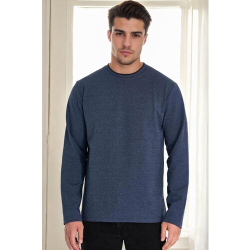 Dewberry 40222 Double Crew Neck Mens Sweatshirt-INDIGO Slike