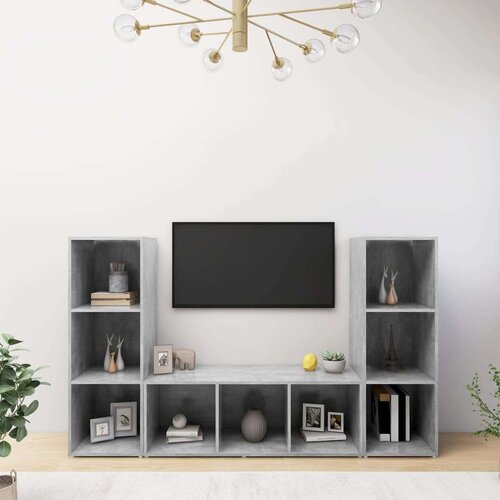 3 TV ormarići 3 kom boja betona 107x35x37 cm konstruirano drvo - Beton siva 3 Cene