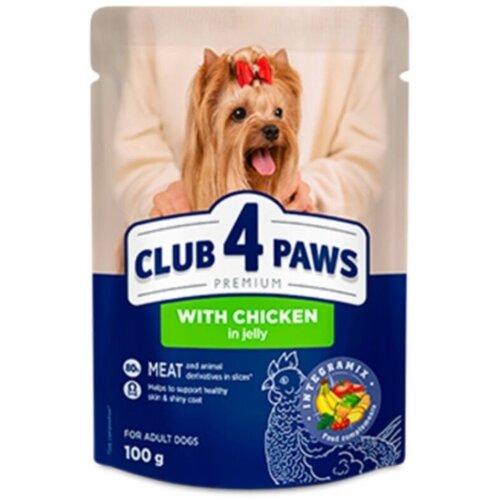 CLUB 4 PAWS Premium vlažna hrana za pse, Piletina u želeu, 100 g Slike