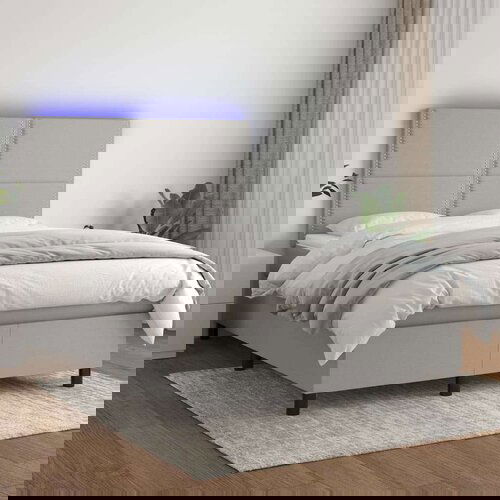  Box spring s madracem LED svjetlosivi 140x190 cm tkanina Cijene