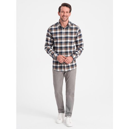 Ombre Men&amp;#039;s tailored chino pants - dark beige Slike