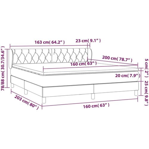  S oprugama i madracem crni 160x200 cm od tkanine Slike