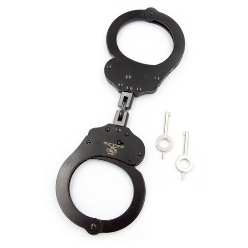 Mister B Cuff Double Lock with Hoop Black Slike