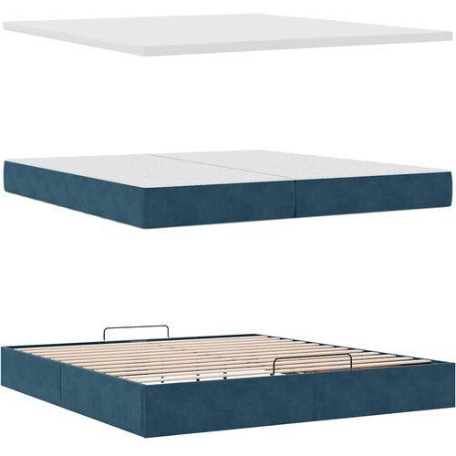  Ottoman krevet s madracem tamnoplavi 200x200 cm bar&amp;scaron;un Slike