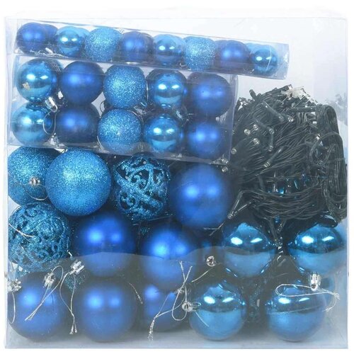VidaXL set božićnih ukrasnih kuglica 120 pcs plava plastika Slike