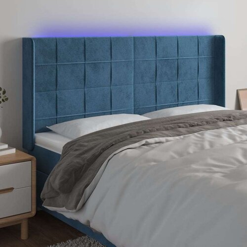  Posteljno vzglavje temno modro 163x16x118/128 cm žamet, (20954523) Slike