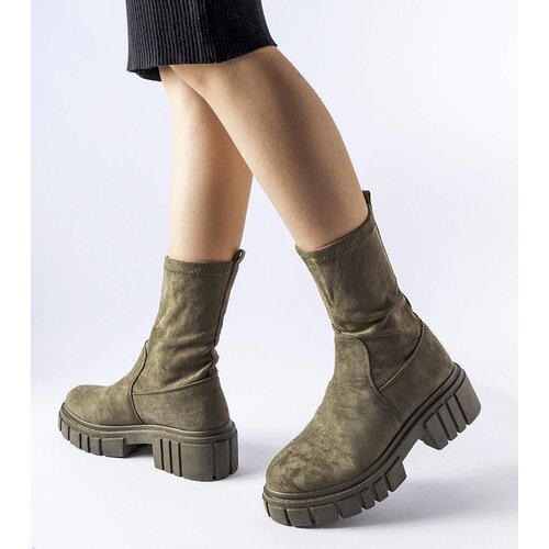 Gemre Green slip-on eco-suede ankle boots Montefusco Cene