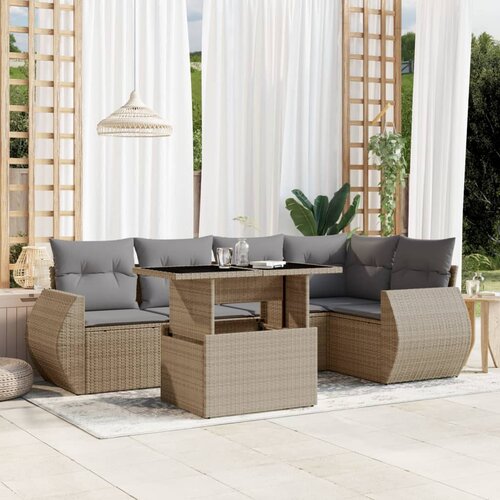 vidaXL 6-dijelni set vrtnih sofa s jastucima bež od poliratana Cijene