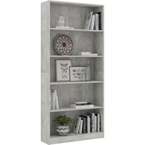  za knjige s 5 razina boja betona 80x24x175 cm drveni Slike