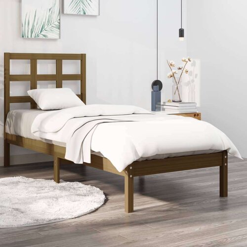  Posteljni okvir medeno rjav iz trdnega lesa 100x200 cm, (20788011) Slike