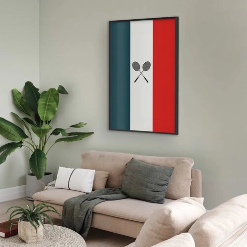  Plakat - French Flags and Black Badminton Rackets 60x90 Crni okvir Slike