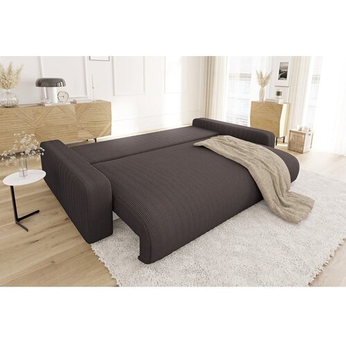 Ropez Smeđa sklopiva/s prostorom za odlaganje sofa od samta 234 cm Sara &amp;ndash; Slike
