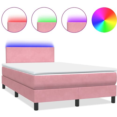 Box Spring krevet s madracem i LED ružičasti 120x220 cm samt Slike
