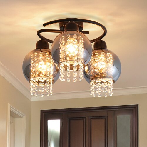 Nettlife Stropna svetilka za spalnico E27 dimljeno siva kristalno steklo moderna jedilnica, (22111329) Cene