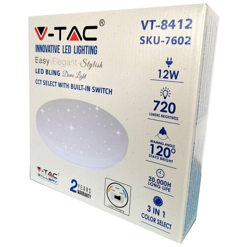 V-tac LED PLAFONJERA 12W STAR EFFECT 3U1 IP20 VTAC Cene