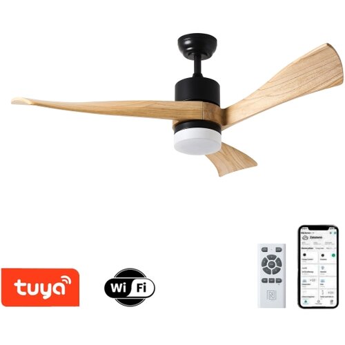  ZEVENTI - LED plafonski ventilator NATURITO LED/18W/230V Wi-Fi Tuya crna/hrast + daljinski upravljač Slike