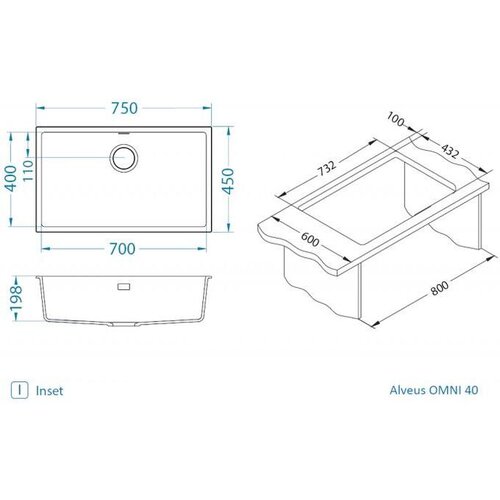 Alveus sudopera Omni 40 g91 - crna 750 x 450 x 198 mm Cene