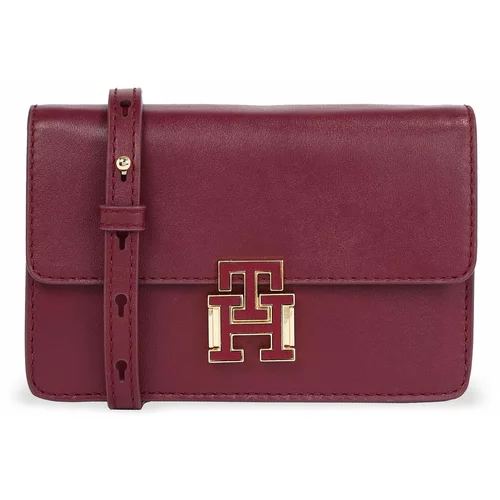 Tommy Hilfiger Ročna torba Pushlock Leather Small Crossover AW0AW15227 Rouge XJS