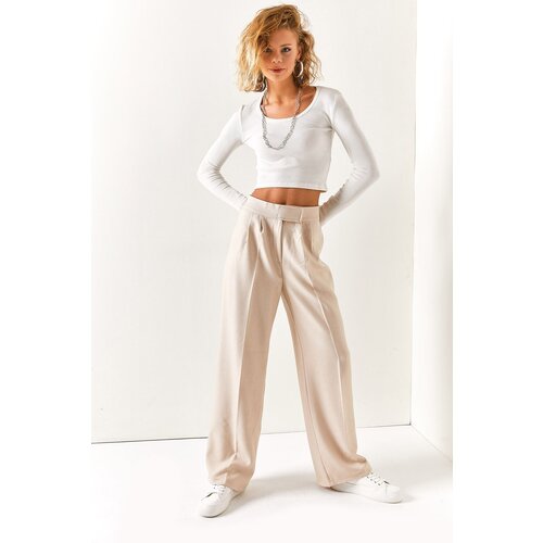 Olalook Women's Stone Waist Velcro High Waist Winter Pants Cene