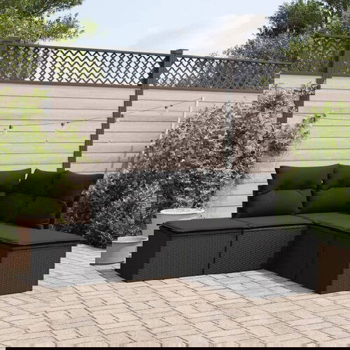 VidaXL 5-dijelna vrtna garnitura od poliratana s jastucima crna Slike