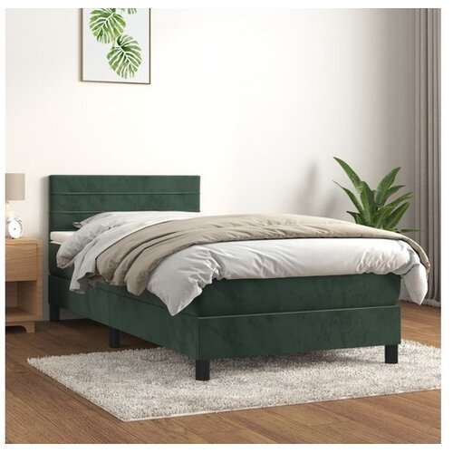  Box spring postelja z vzmetnico temno zelena 90x200 cm žamet Cene