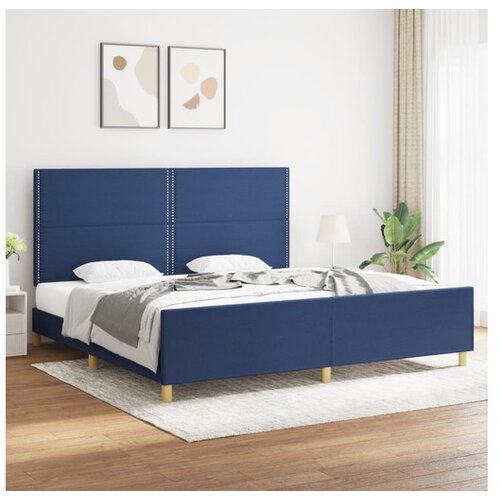  Okvir za krevet s uzglavljem plavi 200 x 200 cm od tkanine Cijene