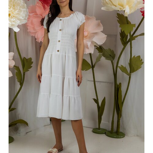 Gemre White midi dress with short sleeves Marisla Cijene