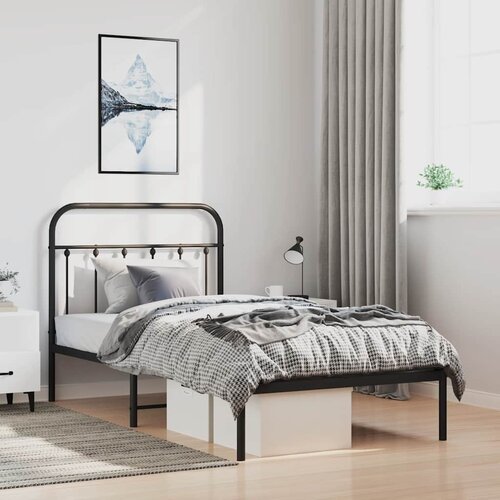 Metalni okvir za krevet s uzglavljem crni 100x190 cm Cene