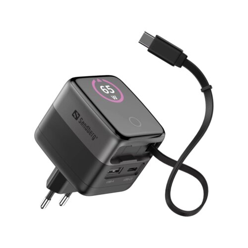 Sandberg potovalni napajalnik PD65W zaslon + vgrajen kabel 60cm Slike