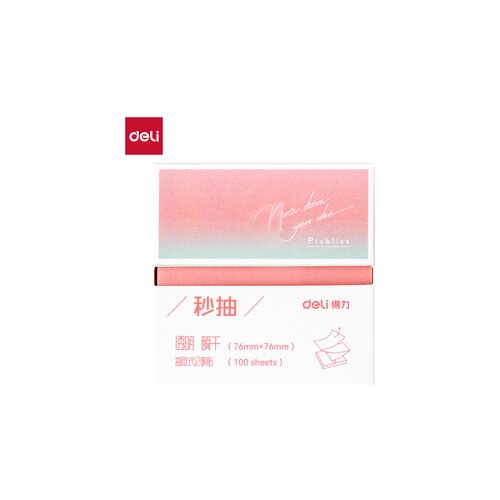 Deli STIKER BLOK 76x76 100 lista PROZIRNI GLITTER PINK BT417 Slike