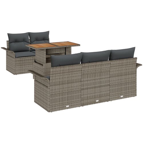 vidaXL 6-komadni vrtni sofa set s jastučićima sivi poli ratan, 2-sjedalna vrtna sofa sa skladištem i jastučićima sivi poli ratan Cijene