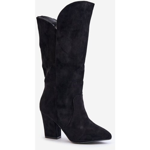 Kesi Over-the-knee boots on a column made of eco suede black Clorira Cijene