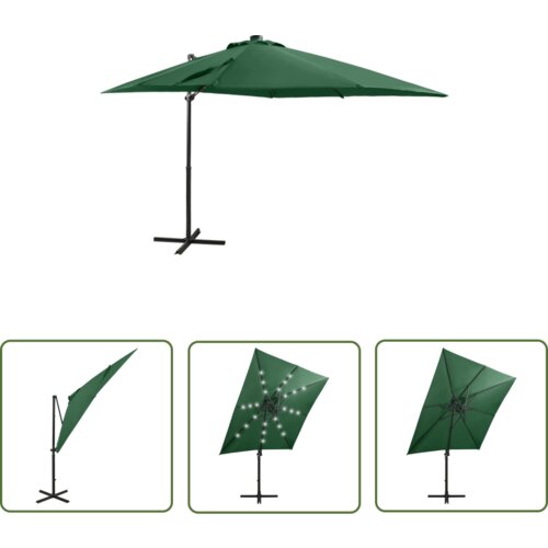  The Living Store Vrtni senčnik z LED lučkami zelen 250 cm - Previsni Senčnik, (21742398) Cene